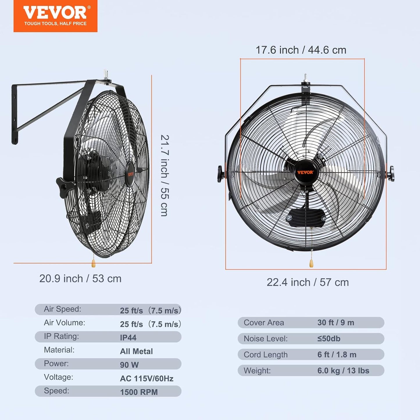 VEVOR 18 Inch Wall Mount Fan