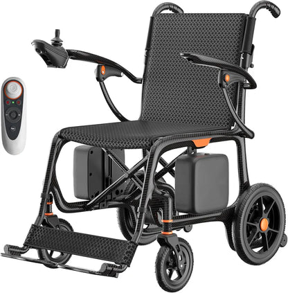28 lbs Carbon Fiber Ultralight Foldable Electric Wheelchair – Dual Battery, 28-Mile Range, All-Terrain, Airline Approved