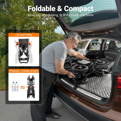 28 lbs Carbon Fiber Ultralight Foldable Electric Wheelchair – Dual Battery, 28-Mile Range, All-Terrain, Airline Approved