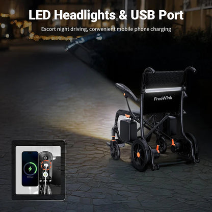 28 lbs Carbon Fiber Ultralight Foldable Electric Wheelchair – Dual Battery, 28-Mile Range, All-Terrain, Airline Approved