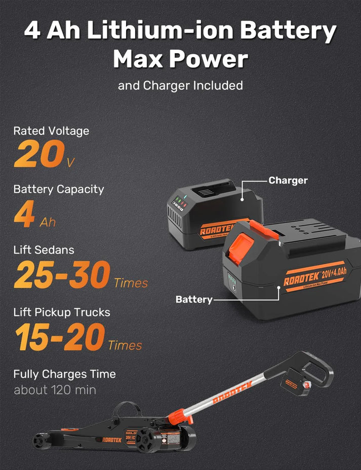 GMax 2-ton electric floor-standing jack, made of low-profile aluminum and steel, can quickly lift cars