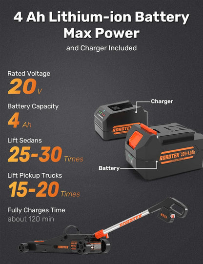 GMax 2-ton electric floor-standing jack, made of low-profile aluminum and steel, can quickly lift cars