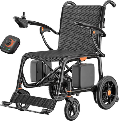 28 lbs Carbon Fiber Ultralight Foldable Electric Wheelchair – Dual Battery, 28-Mile Range, All-Terrain, Airline Approved