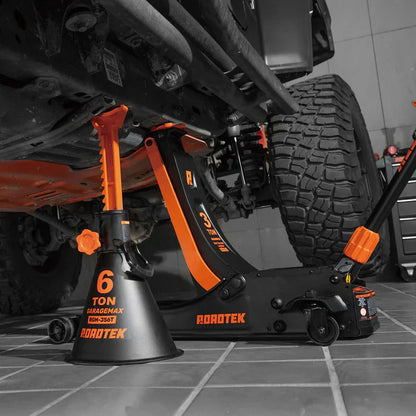 GMax 2-ton electric floor-standing jack, made of low-profile aluminum and steel, can quickly lift cars