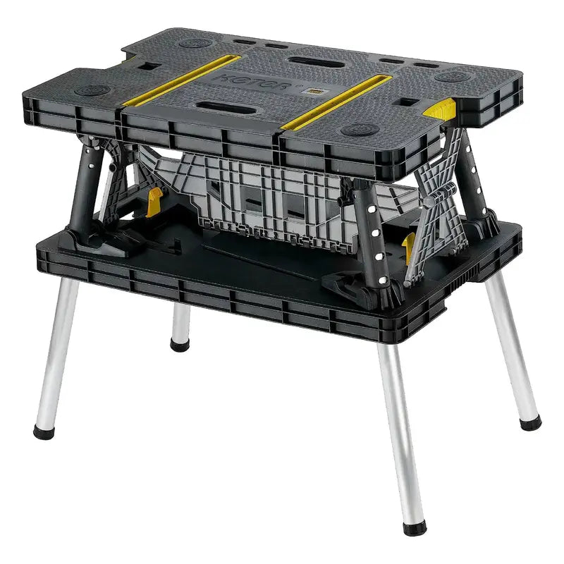 Heavy Duty Portable Folding Table Tool Storage Stand Workbench Sawhorse with 12" Clamps