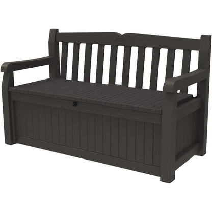 Keter Solana 70 Gallon Storage Bench Deck Box for Patio Furniture